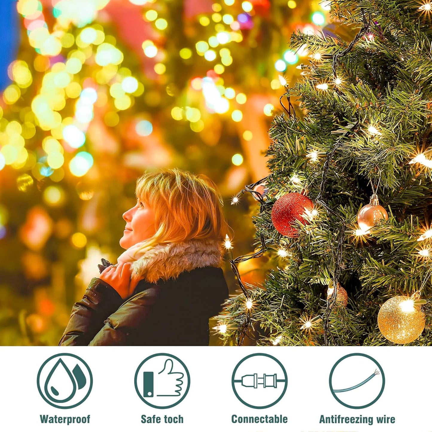 Hopolon Clear Christmas Lights Set 2PACK 50Count 13Feet Incandescent Bulb Mini String Lights for Indoor Christmas Tree Garland Birthday Wedding Festival Decor, Warm White