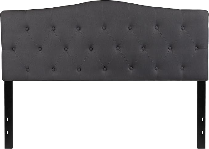 Flash Furniture Cambridge Tufted Upholstered Headboard for Queen Size Bed, Contemporary Fabric Tufted Headboard with Adjustable Height, Dark Gray