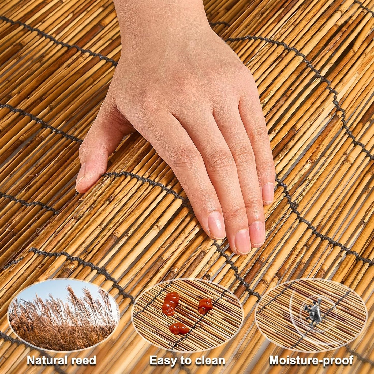 Reed Fencing Rolls,Bamboo Screens Outdoor for Patio,6 Feet High,Suitable for Patio Garden Balcony Terrace and Courtyard Shading 6x16FT