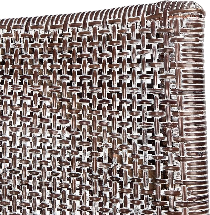 SAFAVIEH Home Collection - Gianni Brown & Dark Brown Solid Wood Rattan Arm Chair, Tropical Coastal Accent Seating for Living Room or Dining Space (SEA4011C)