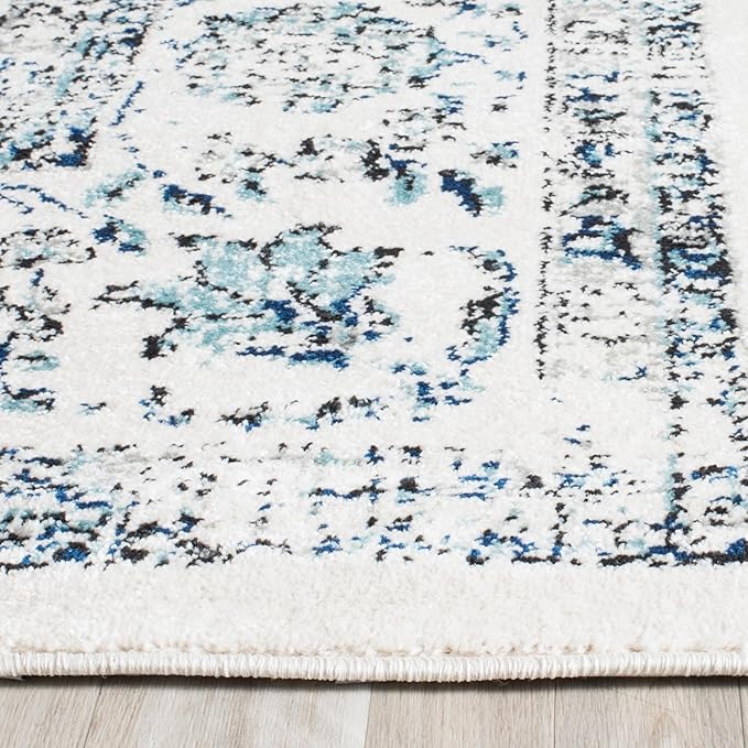 SAFAVIEH Evoke Collection Runner Rug - 2'2" x 15', Ivory & Grey, Shabby Chic Oriental Medallion Design, Non-Shedding & Easy to Clean, Ideal for Hallway, Foyer, Kitchen, Entryway, Bedroom (EVK220D)