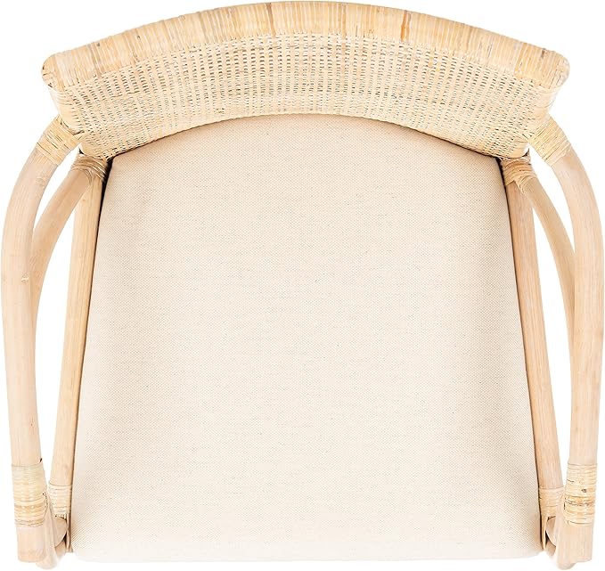 SAFAVIEH Home Collection - Gianni Natural & White Wash Solid Wood Rattan Arm Chair, Tropical Coastal Accent Seating for Living Room or Dining Space (SEA4011B)