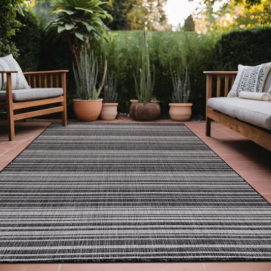 Stripe Outdoor Rug 8x10 Washable Outside Carpet for Indoor Patio Porch Waterproof Easy Cleaning Non Shedding Area Rugs Dark Gray 8 x 10