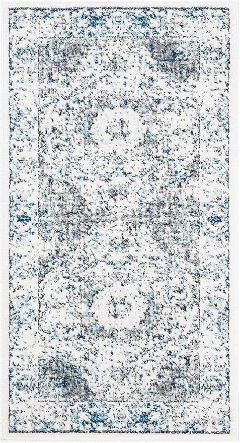 SAFAVIEH Evoke Collection Accent Rug - 2'2" x 4', Ivory & Grey, Shabby Chic Oriental Medallion Design, Non-Shedding & Easy to Clean, Ideal for Foyer, Kitchen, Entryway (EVK220D)