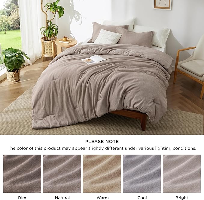 Bedsure Oversized Queen Comforter Set - Khaki Soft Bedding for All Seasons, Cationic Dyed Bed Set, 3 Pieces, 1 Oversized Queen Size Comforter (98"x98") and 2 Pillow Shams (20"x36"+2")