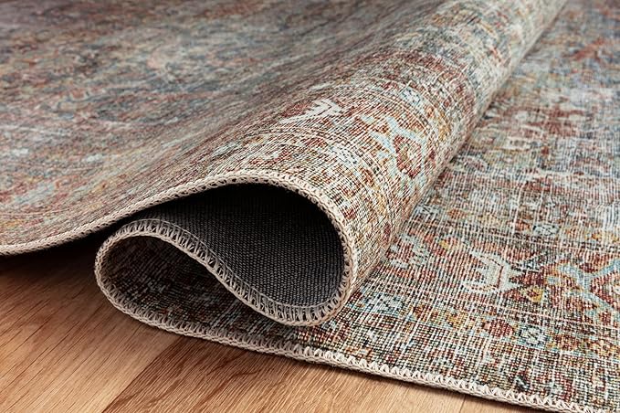 Loloi Chris Loves Julia Jules Collection JUL-05 Lagoon/Brick 7'-6'' x 9'-6'', .13" Pile Height, Area Rug