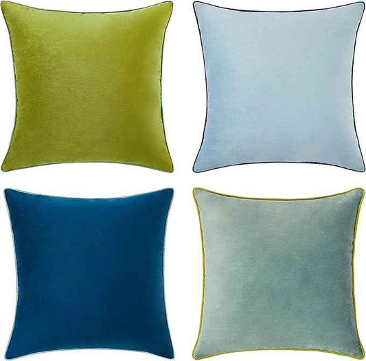 MONDAY MOOSE Decorative Throw Pillow Covers Cushion Cases, Set of 4 Soft Velvet Modern Double-Sided Designs, Mix and Match for Home Decor, Pillow Inserts Not Included (20x20 inch, Green/Blue)