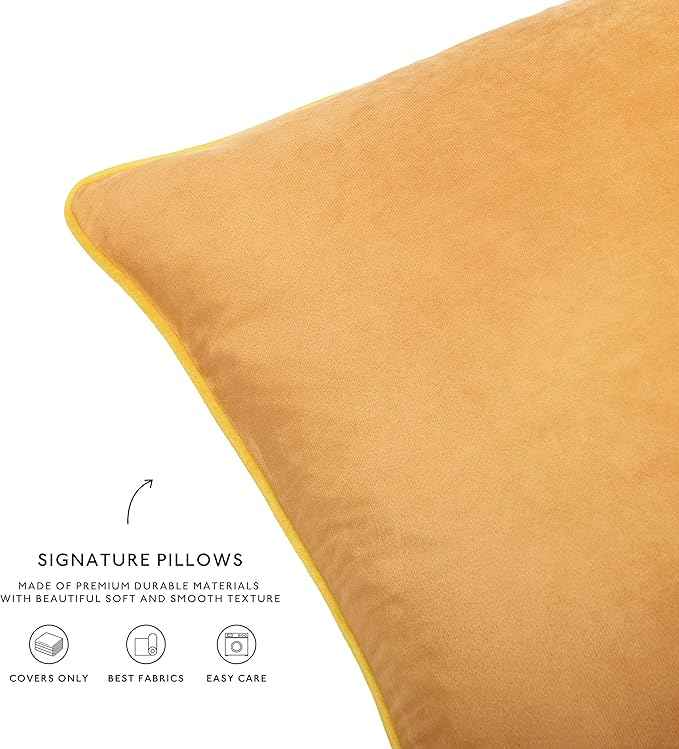 MONDAY MOOSE Decorative Throw Pillow Covers Cushion Cases, Set of 4 Soft Velvet Modern Double-Sided Designs, Mix and Match for Home Decor, Pillow Inserts Not Included (20x20 inch, Yellow/Pink)