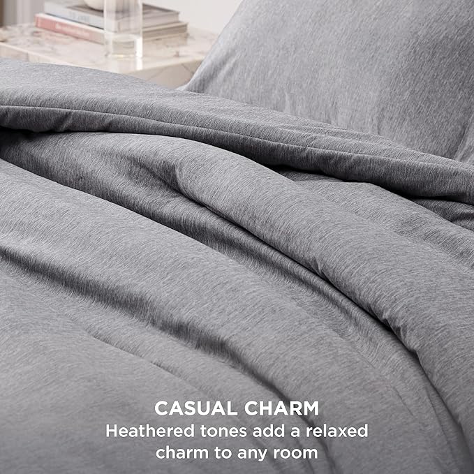 Bedsure Queen Comforter Set - Dark Grey Comforter Queen Size, Soft Bedding for All Seasons, Cationic Dyed Bedding Set, 3 Pieces, 1 Comforter (90"x90") and 2 Pillow Shams (20"x26"+2")