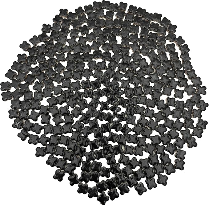 500g/1.1lb Random Color Irregular Ceramics Mosaic Tiles,DIY Making Creative Ceramic Mosaic Tiles for DIY Craft Plates Flowerpots Vases Cups Mosaic Making Supplies (Black Lucky Clover)