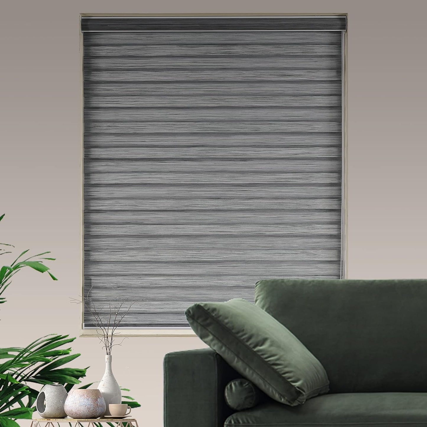 Zebra Blinds Window Blind Zebra Shade Blinds for Windows Roller Sheer Shades Privacy Light Filtering Shades for Home Kitchen Bathroom (Width 49'' X Height 72'' Grey)