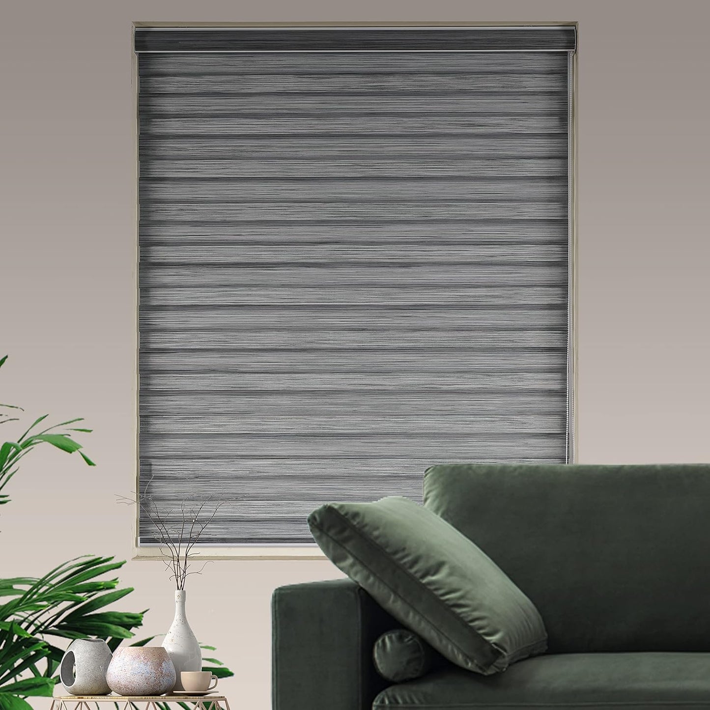 Zebra Blinds Window Blind Zebra Shade Blinds for Windows Roller Sheer Shades Privacy Light Filtering Shades for Home Kitchen Bathroom (Width 56'' X Height 72'' Grey)