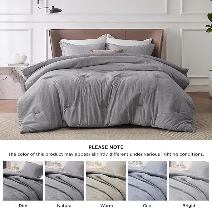 Bedsure Queen Comforter Set - Dark Grey Comforter Queen Size, Soft Bedding for All Seasons, Cationic Dyed Bedding Set, 3 Pieces, 1 Comforter (90"x90") and 2 Pillow Shams (20"x26"+2")