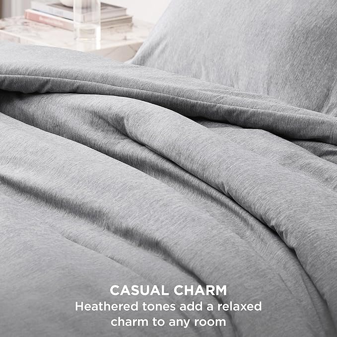 Bedsure Full Comforter Set - Grey Soft Bedding for All Seasons, Cationic Dyed Bed Set, 3 Pieces, 1 Full Size Comforter (82"x86") and 2 Pillow Shams (20"x26"+2")