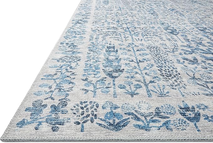 Loloi Rifle Paper Co. Maison Collection MAO-07 Blue 2'-6" x 7'-6", .19" Pile Height, Runner Rug