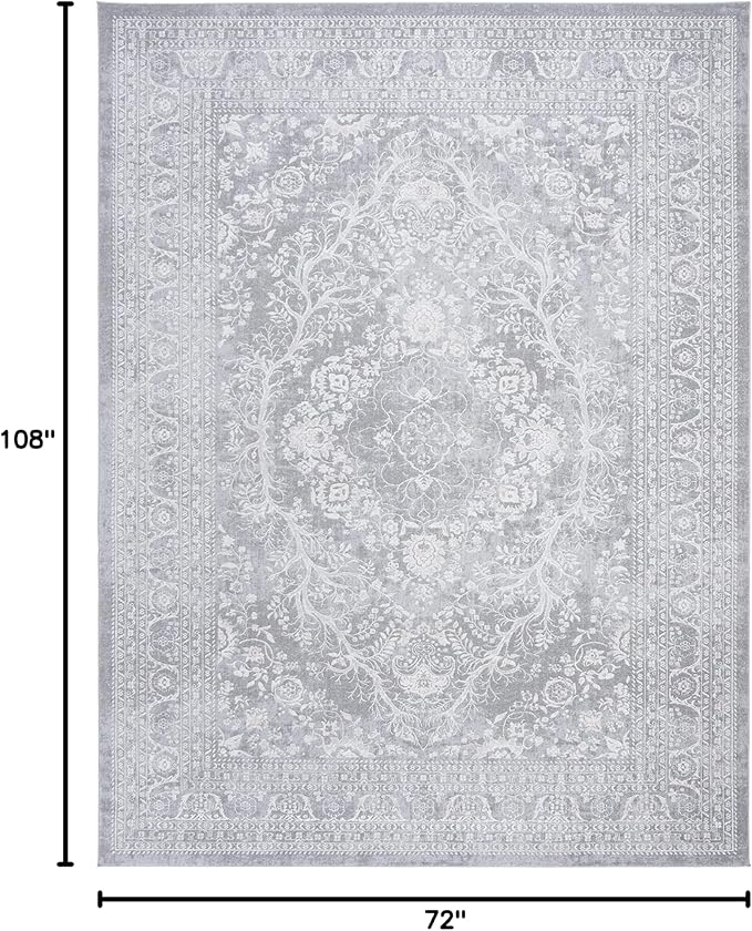SAFAVIEH Area Rug 6x9 - Reflection Collection - Light Grey & Cream, Non-Shedding & Easy Cleaning, Ideal for Foyer, Living Room, Bedroom (RFT668G)
