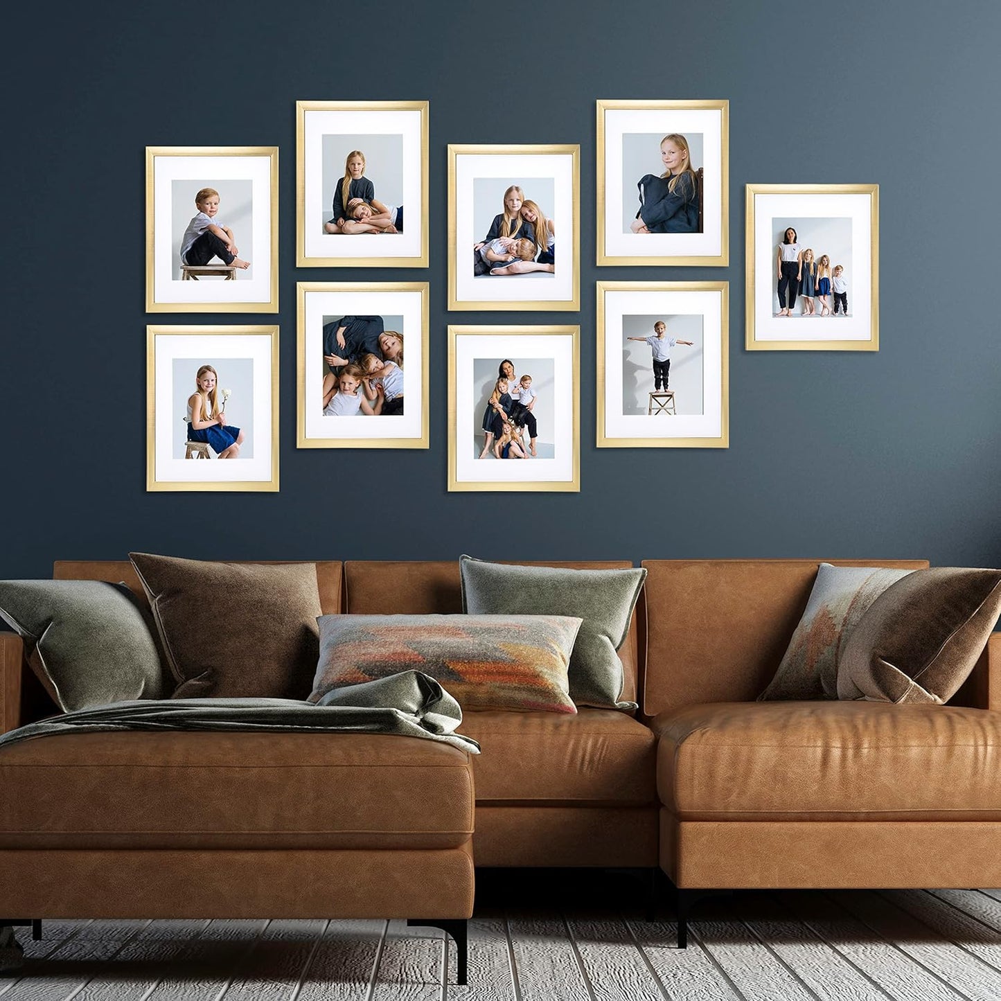Sheffield Home 9 Piece Gallery Wall Frame Set, 11x14 Inch, Gold