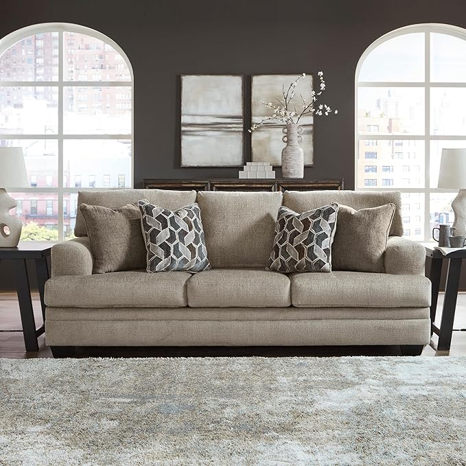 Signature Design by Ashley Stonemeade Casual Sofa with 4 Toss Pillows, Light Brown