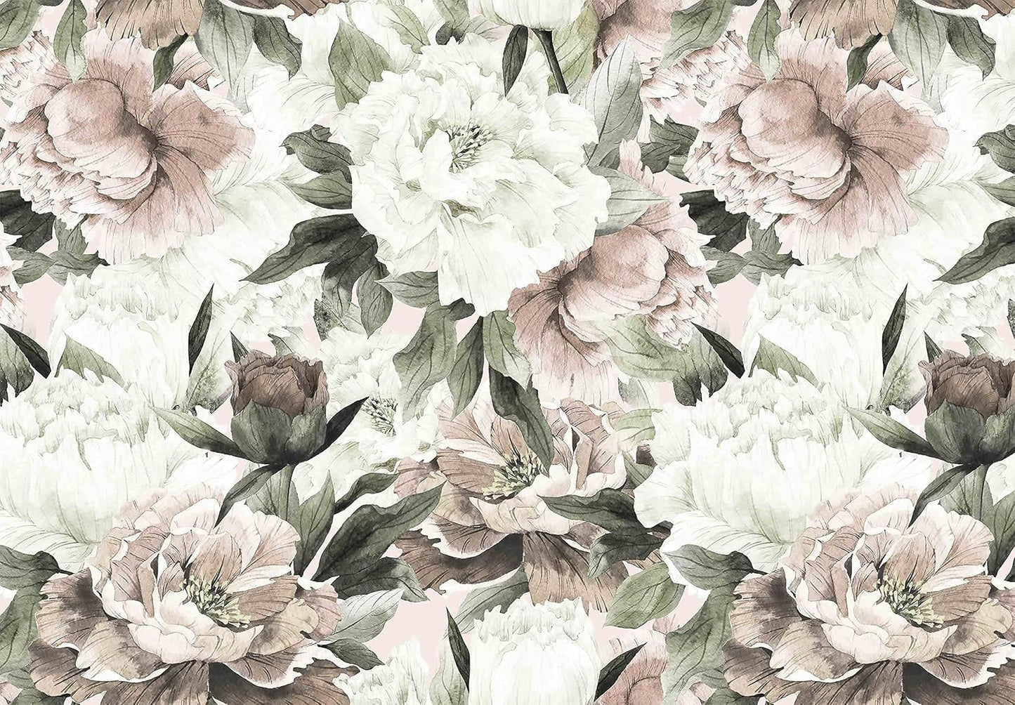 Roses and Banana Leaves Wall Mural Wallpaper for Bedroom and Living Room(Not Self-Adhesive)