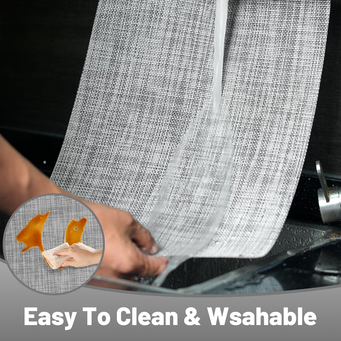 Placemats Set of 6，Non-Slip PVC Weave Table Mats Easy to Clean，Heat Resistant Place Mats for Kitchen Dining Table Decoration Indoor Outdoor，Gray