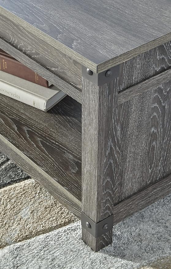 Signature Design by Ashley Freedan Rustic Farmhouse Lift Top Coffee Table, Gray
