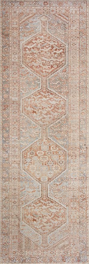 Loloi Chris Loves Julia Jules Collection JUL-04 Tangerine/Mist 7'-6'' x 9'-6'', .13" Pile Height, Area Rug