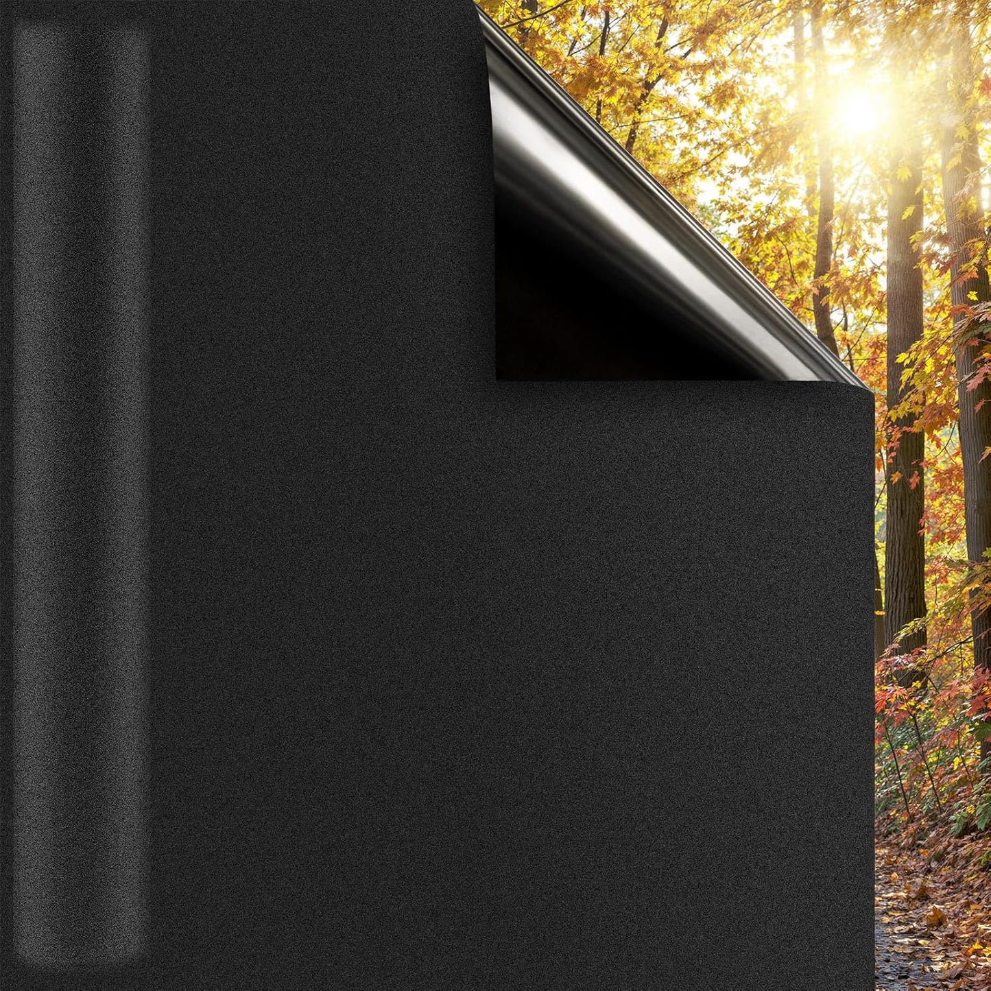 DUOFIRE Blackout Window Film Completely Light Blocking Privacy Window Film Room Darkening Frosted Tint Films for Day Sleep, Non Adhesive Static Cling Films DT-C009 (11.8x78.7Inch)