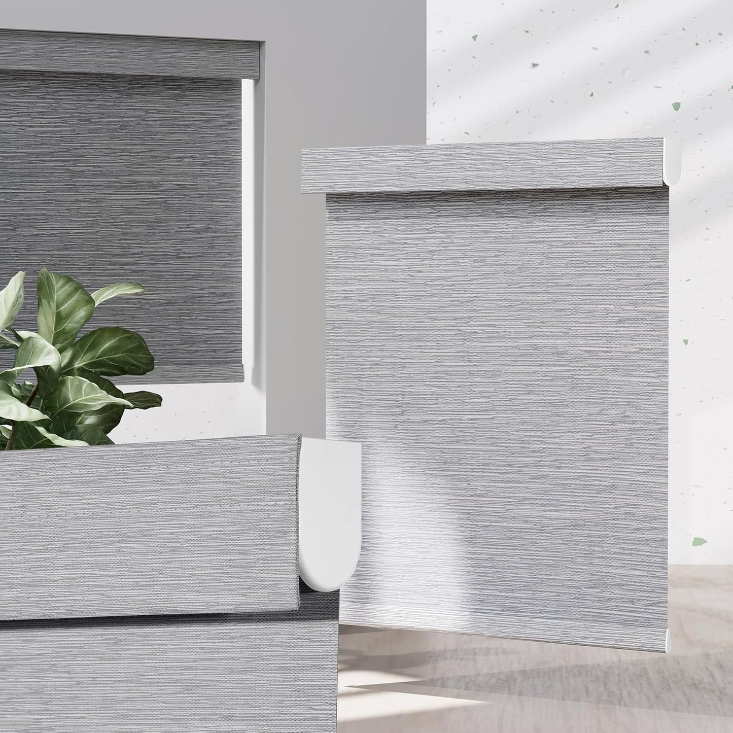 Blackout Roller Shades for Indoor Windows, Cordless Jacquard Fabric-Matched Roller Blinds, Easy to Install Privacy UV Protection Roll Up Blinds for Home Office, Grey, 31" W x 72" H