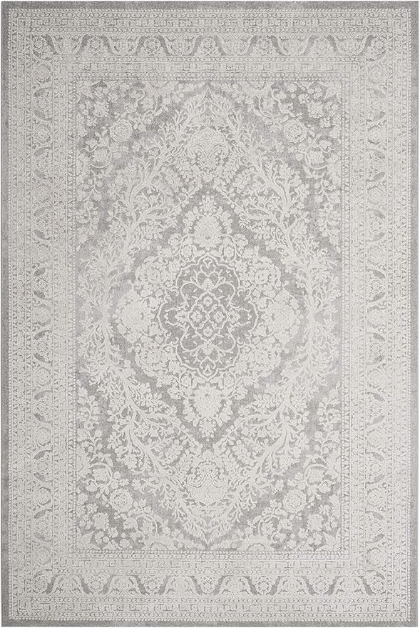 SAFAVIEH Reflection Collection Area Rug - 5'1" x 7'6", Light Grey & Cream, Non-Shedding & Easy Cleaning, Ideal for Living Room, Bedroom (RFT668G)