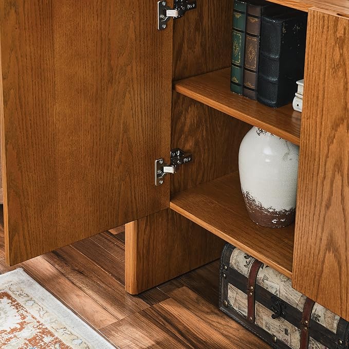 Ball & Cast 34" Walnut Sideboard Cabinet with Storage, Rustic Buffet Credenza Cabinet with 2 Doors and Adjustable Shelf, for Entryway, Hallway, Living Room, Dining Rooms & Kitchen Coffee Bar