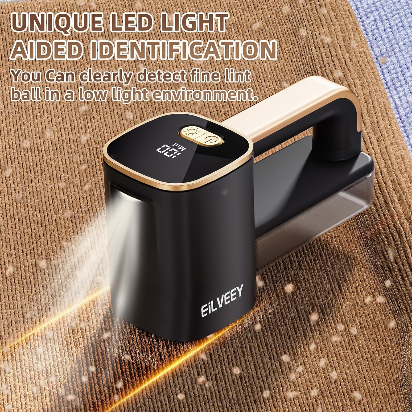 Rechargeable Lint Remover, Fabric Shaver Fuzz Remover, Sweater Shavers with 6-Leaf Blades, 3-Speeds Digital LED Display to Remove Pilling for Clothing and Furniture, Fuzz, Lint Ball, Black