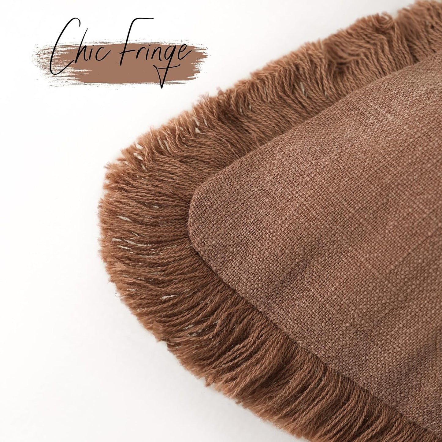 Foindtower Set of 2 Decorative Linen Fringe Throw Pillow Covers Boho Farmhouse Cushion Cover with Tassels Accent Pillowcase for Couch Bed Sofa Living Room Home Bedroom Decor, 12×24 Inch, Khaki Brown