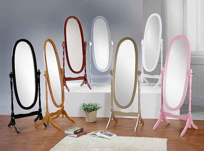 Roundhill Furniture Queen Anna Style Floor Cheval Mirror, Pink