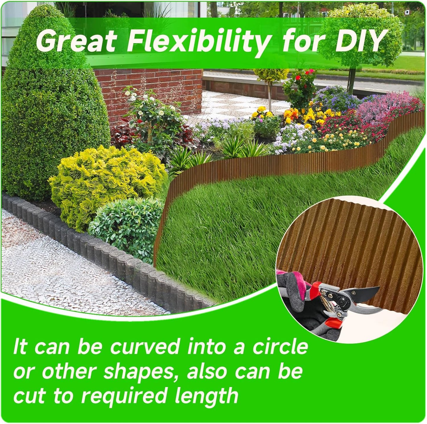 Corrugated Garden Edging, 12"×10Ft Pre-Rusted Landscape Edging & Lawn Edging Border, Metal Garden Border for Flower Beds, Garden，Lawn，Raised Beds & Tree Surrounds