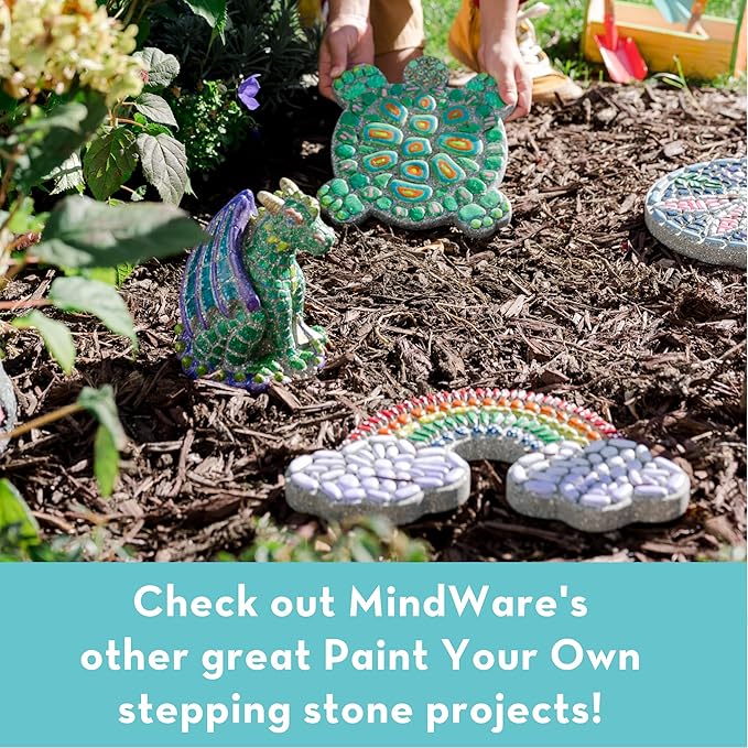 MindWare Paint Your Own Stepping Stone Unicorn - Kit Includes Weather Proof Stone, Paint and Brushes