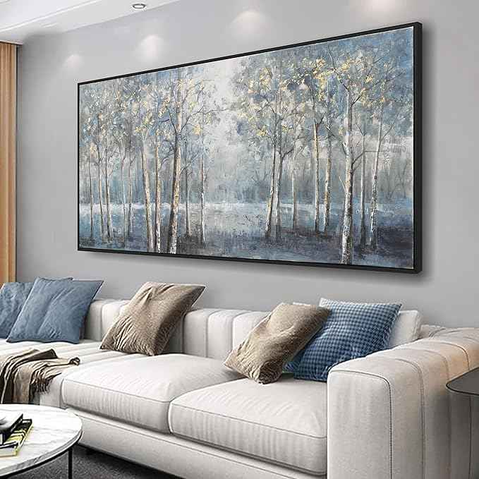 Dark color system Trees Canvas Wall Art Decor Modern Framed Wall Decorations Large Home Decor Wall Art Prints Forest Landscape 24"×48" Pictures for Room Wall Bedroom Office Decor