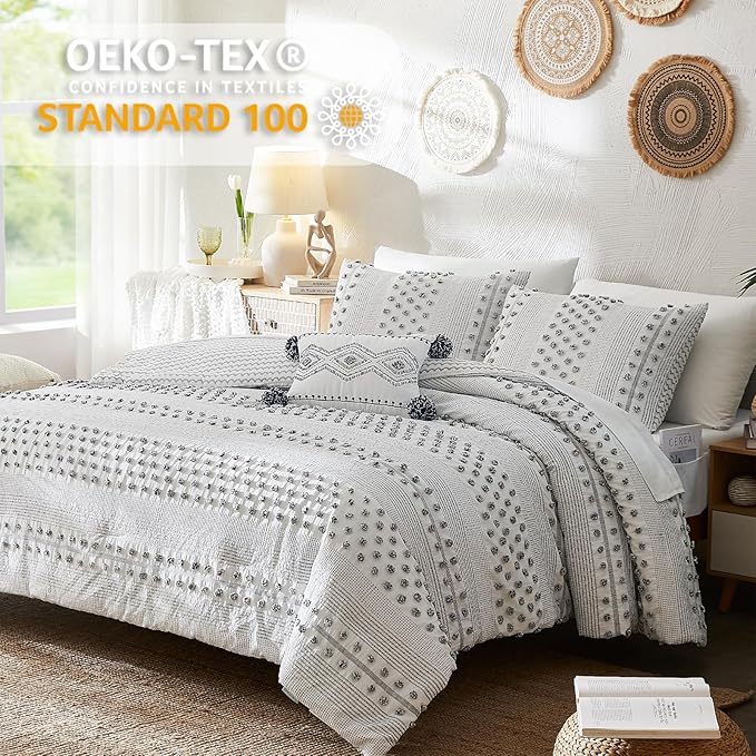 Geniospin Twin Comforter Set for Girls- 5 Pieces Pom Tufted Bed in A Bag Twin Bedding Sets with Sheets, Pillowcases & Shams, All Season Kids Comforter Set