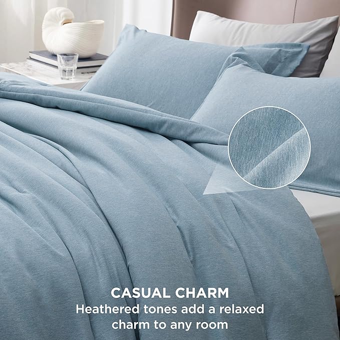 Bedsure Twin/Twin XL Comforter Set - Storm Blue Soft Bedding for All Seasons, Cationic Dyed Bed Set, 2 Pieces, 1 Twin Size Comforter (68"x88") and 1 Pillow Sham (20"x26"+2")
