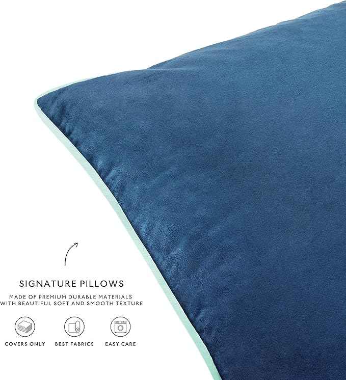 MONDAY MOOSE Decorative Throw Pillow Covers Cushion Cases, Set of 4 Soft Velvet Modern Double-Sided Designs, Mix and Match for Home Decor, Pillow Inserts Not Included (12x20 inch, Green/Blue)