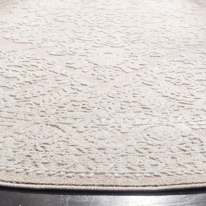 SAFAVIEH Reflection Collection Area Rug - 6'7" Round, Beige & Cream, Non-Shedding & Easy Cleaning, Ideal for Living Room, Bedroom (RFT668A)