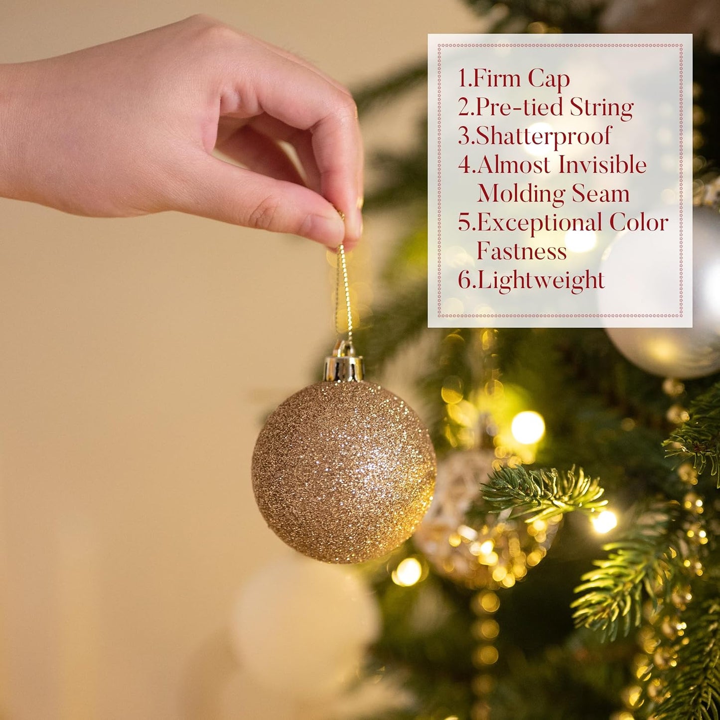 Valery Madelyn Christmas Tree Decorations Ornament Set for Fall Halloween, 50ct 2.36 Inches White and Gold Shatterproof Christmas Ball Ornaments Hanging Xmas Holiday Party Decor