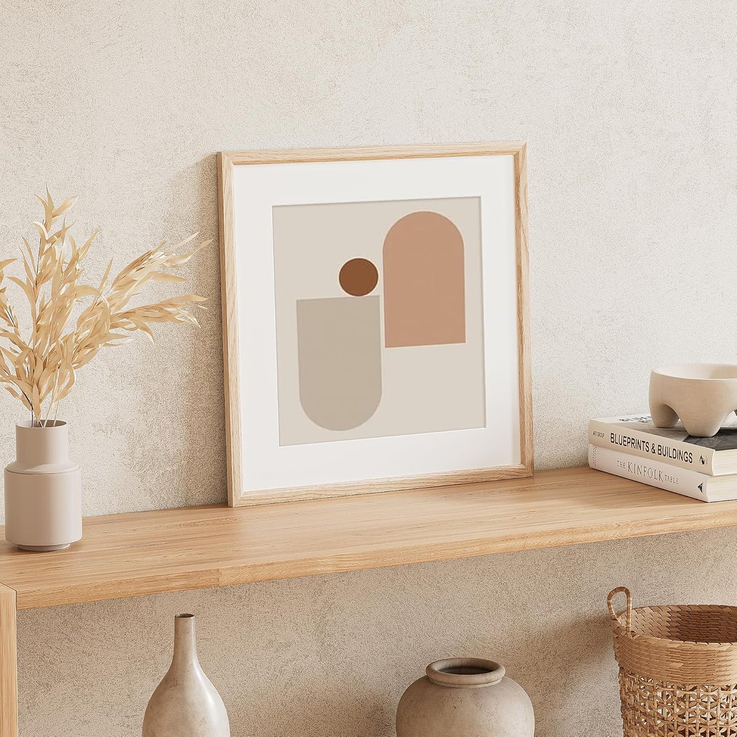 16x16 Picture Frame Natural Solid Oak Photo Frames with 12x12 Removable Mat Wall Hanging Large Handcrafted Frame with HD Plexiglass Wall and Tabletop Display Large Poster Frame