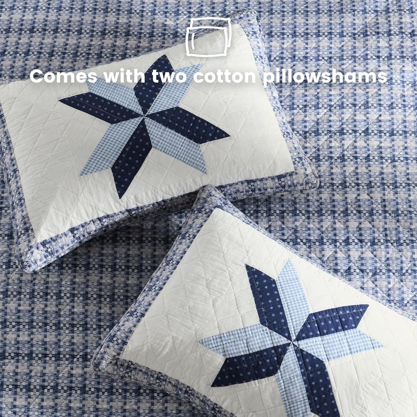 Secgo Handmade Quilted 100% Cotton King Comforter Set for Bed - 100% Cotton Quilts King Size, Black Bedspreads (96 * 108 Inch) with 2 Pillow Shams, Patchwork Reversible Lightweight Bedding