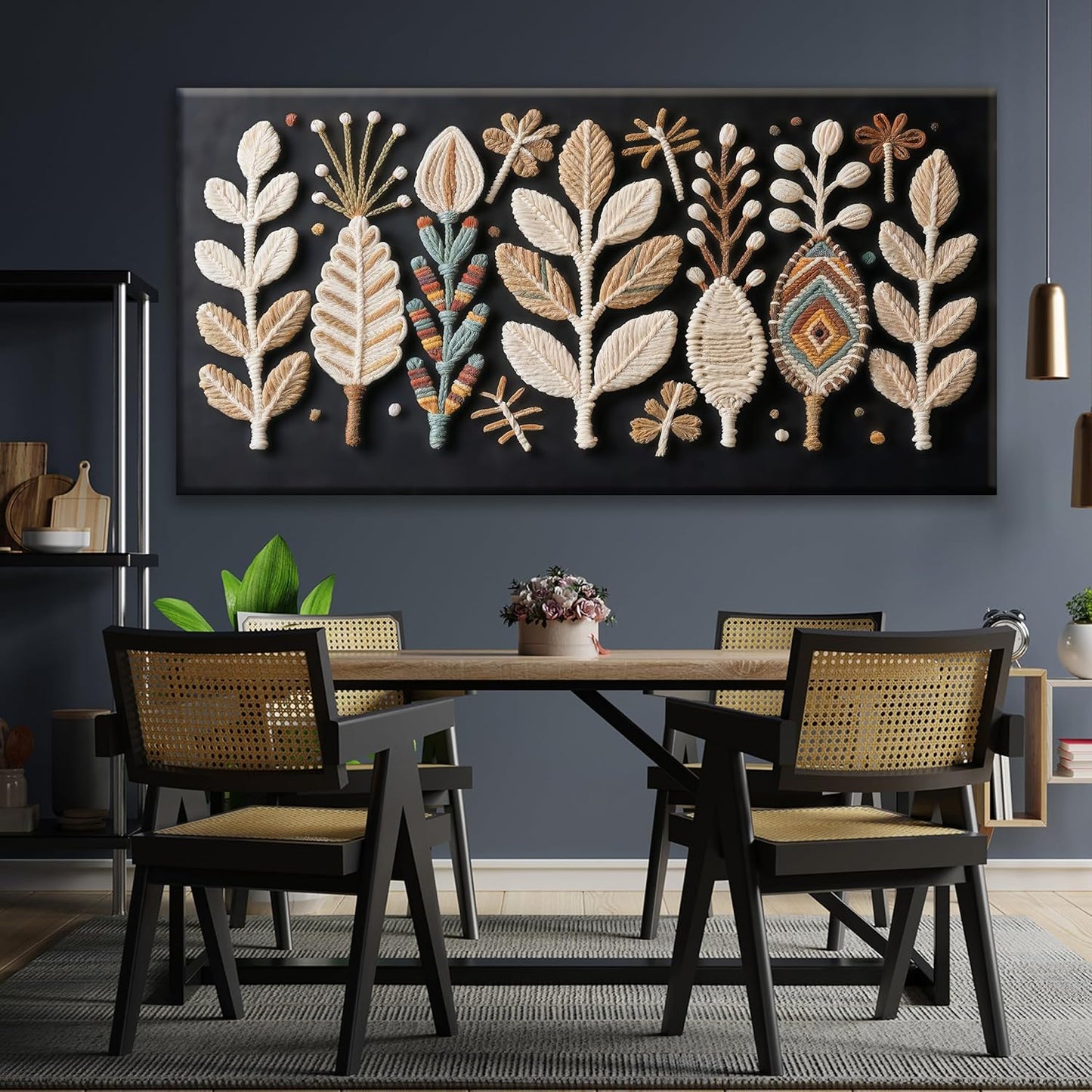 Tsomzxng Large Boho Black Wall Art For Living Room Chic Home Wall Art Modern Multicolor Leaves Feather Canvas Wall Art Decor Picture For Bedroom Apartment Kitchen Home Wall Decor 29" W X 58" L