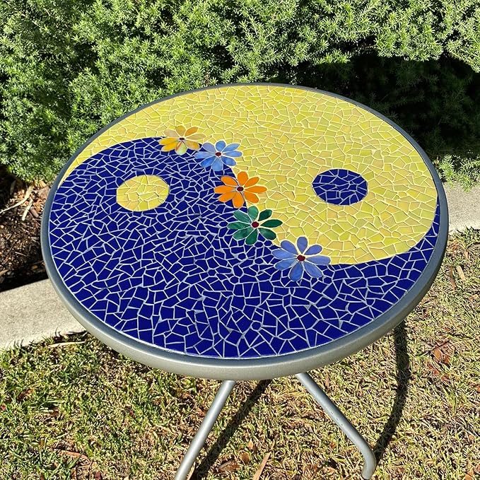 Youway Style Blue Glass Mosaic Tiles for Crafts Bulk,200g Broken Glass Pieces for DIY Spring Garden Mosaic Art Decor,Easter Decor