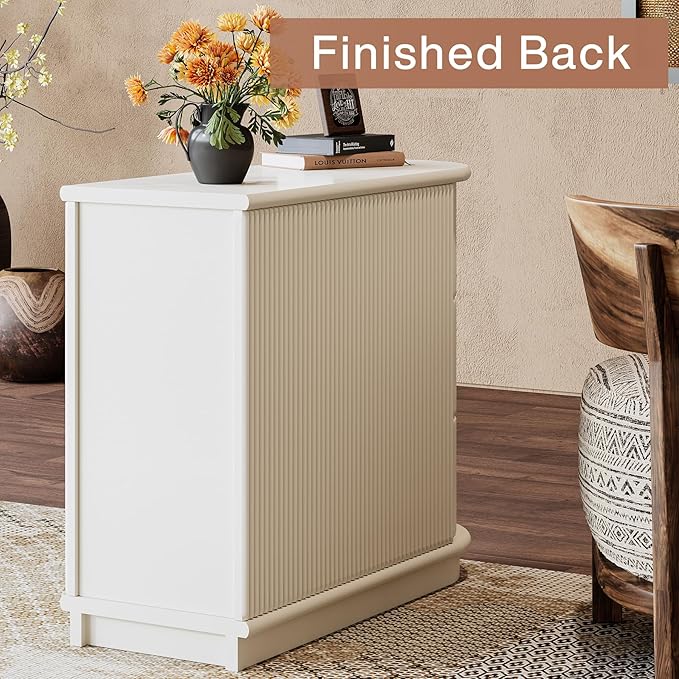 Tribesigns 3-Drawer Wooden End Table, Modern Sofa Side Table, Narrow Chair Side Table Slim Nightstand for Living Room, Bedroom, Finished Back, No Assembly Required, Walnut (1, White)