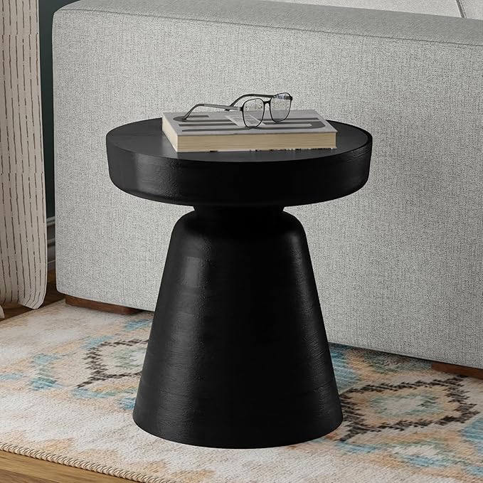 SIMPLIHOME Robbie Accent Table - 16 inch Wide Solid Mango Wood End Table in Black, Boho Contemporary Rustic Side Table for Living Room or Bedroom with Multipurpose Function, Assembled