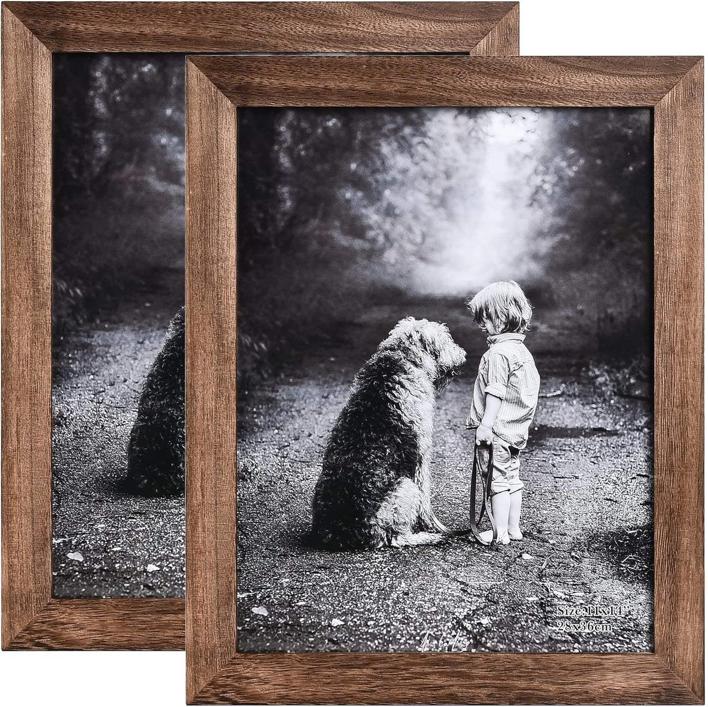 Yaetm-11x14 Picture Frame, Natural Solid Wood Photo Frame Display for Wall Mounting, High Definition Glass Carbonized Black(2 Pack)