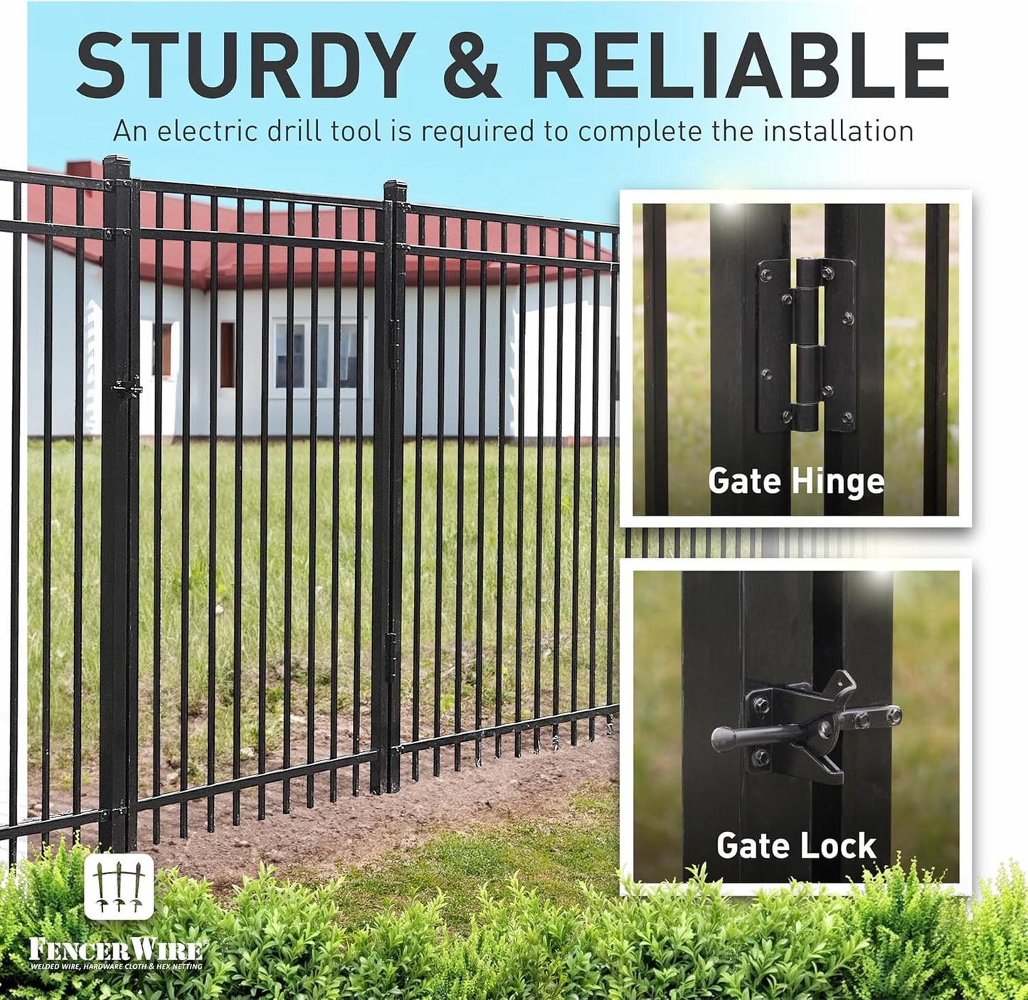 Fencer Wire Heavy Duty Garden Fence Hardware Kit, Metal Gate Lock and Latch for Outdoor Fence Barrier, Fencing Border Accessories