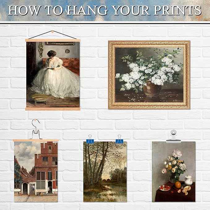 LANCHI95 15PCS Vintage European Gallery Wall Art Set, Classic French Country Painting Prints, Rustic Antique Home Decor, Moody Floral & Landscape Wall Art for Living Room Bedroom (UNFRAMED) Vintage 16